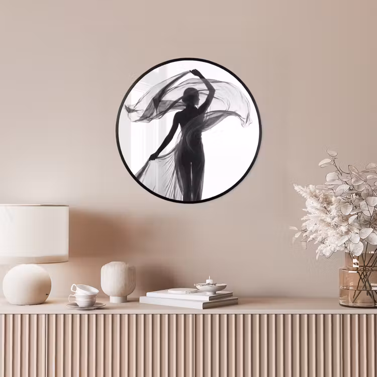 Ronde fotolijst - Vrouw - Sluier - Portret - Zwart - Wit - Artistiek — 5