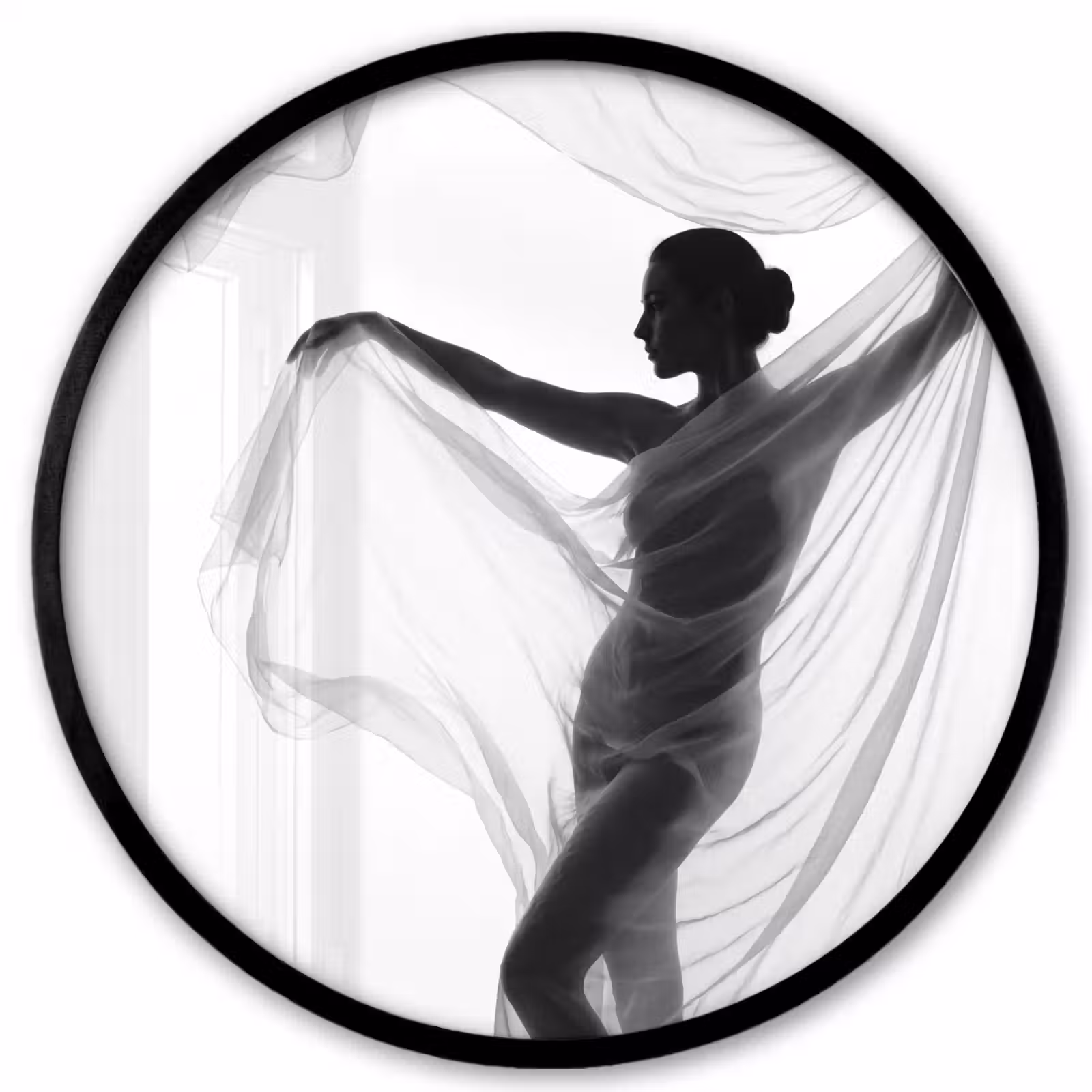 Ronde fotolijst - Silhouet - Sluier - Vormen - Zwart - Wit - Sensueel — 1