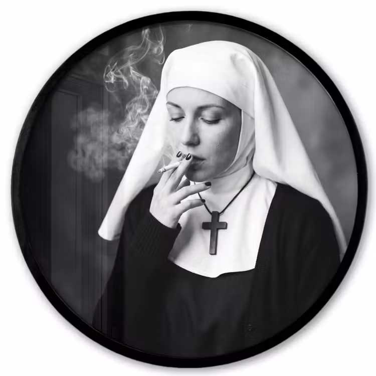 Ronde fotolijst - Non - Roken - Portret - Zwart - Wit - Rebels — 1