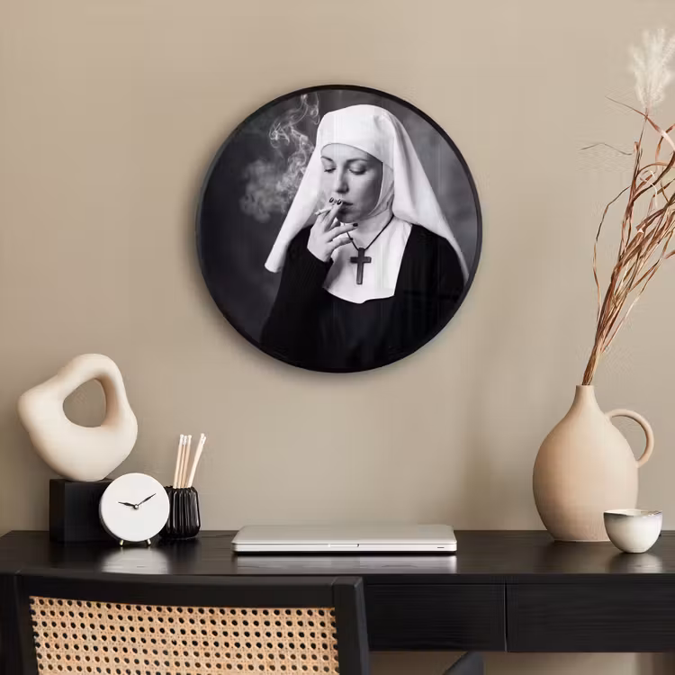 Ronde fotolijst - Non - Roken - Portret - Zwart - Wit - Rebels — 3