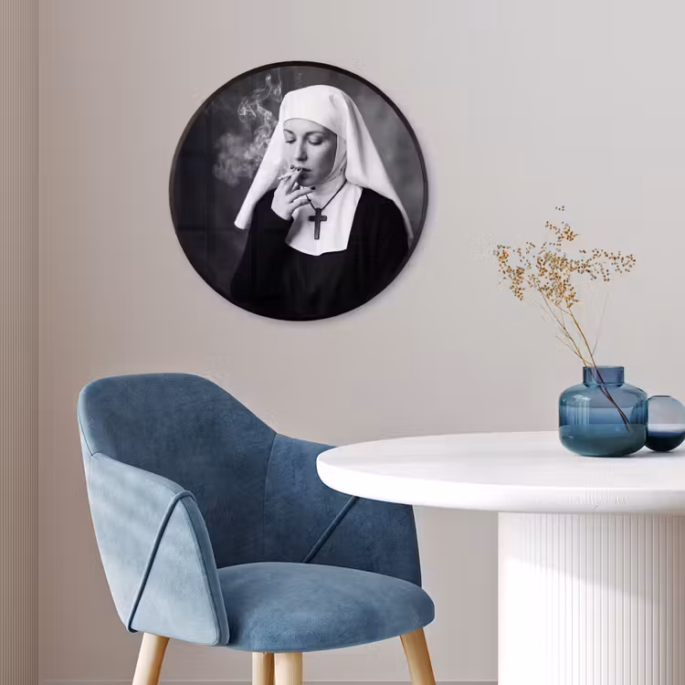 Ronde fotolijst - Non - Roken - Portret - Zwart - Wit - Rebels — 4