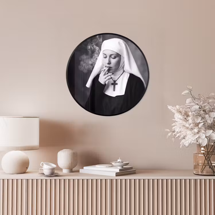 Ronde fotolijst - Non - Roken - Portret - Zwart - Wit - Rebels — 5