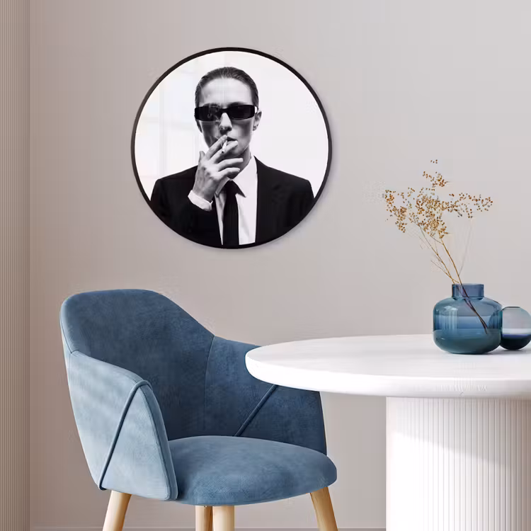 Ronde fotolijst - Portret - Pak - Roken - Zwart - Wit - Stoer — 4