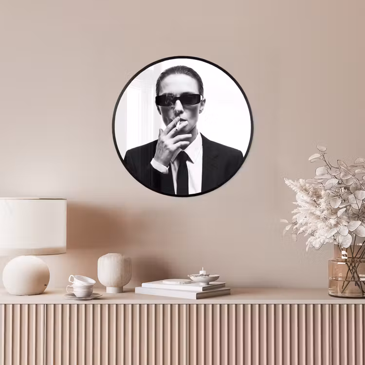 Ronde fotolijst - Portret - Pak - Roken - Zwart - Wit - Stoer — 5