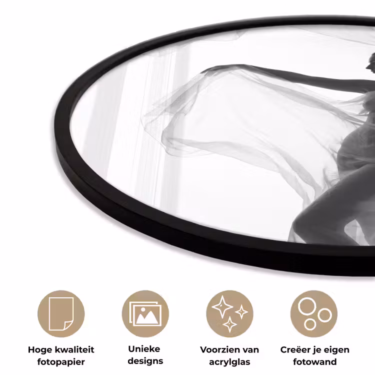 Ronde fotolijst - Silhouet - Sluier - Vormen - Zwart - Wit - Sensueel — 2