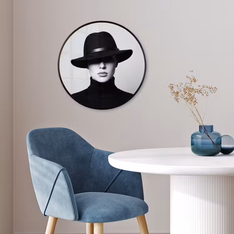 Ronde fotolijst - Vrouw - Schaduw - Zwart - Wit - Mysterieus — 4