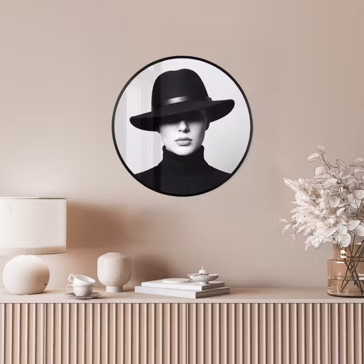 Ronde fotolijst - Vrouw - Schaduw - Zwart - Wit - Mysterieus — 5