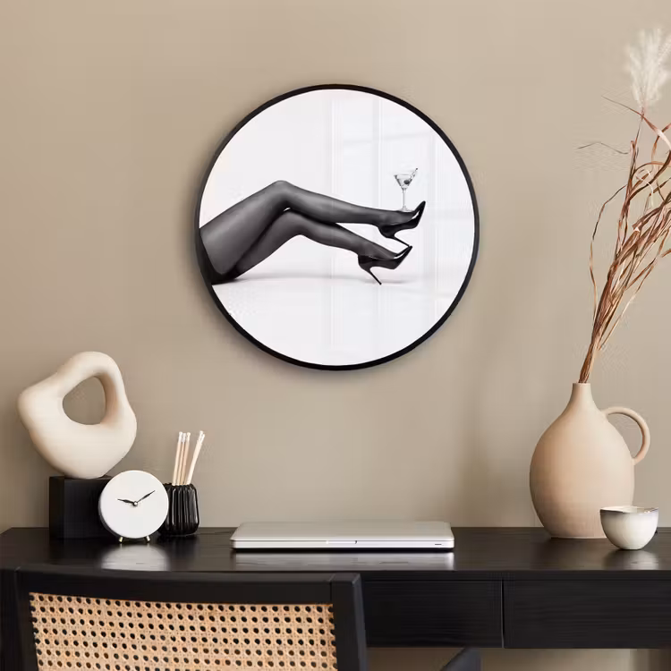 Ronde fotolijst - Benen - Hakken - Glas - Zwart - Wit - Speels — 3