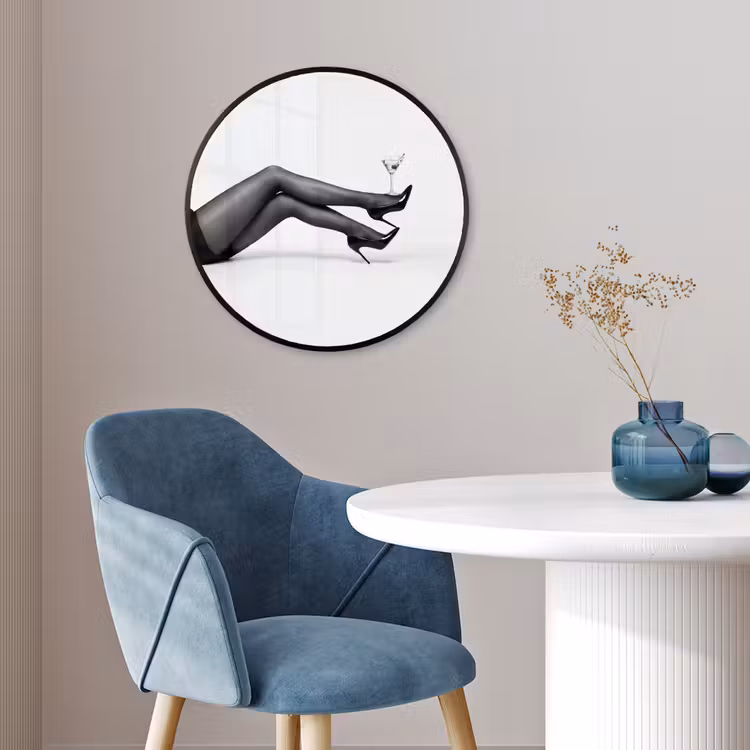 Ronde fotolijst - Benen - Hakken - Glas - Zwart - Wit - Speels — 4