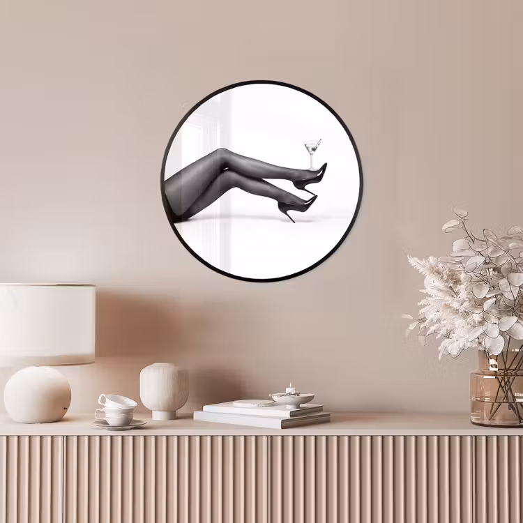 Ronde fotolijst - Benen - Hakken - Glas - Zwart - Wit - Speels — 5