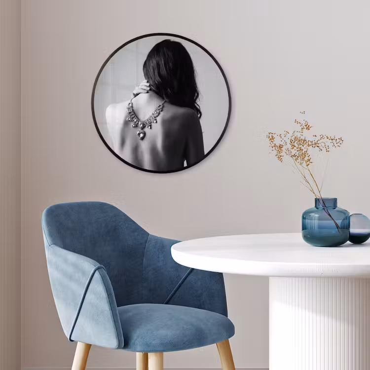 Ronde fotolijst - Vrouw - Ketting - Fashion - Zwart - Wit — 4