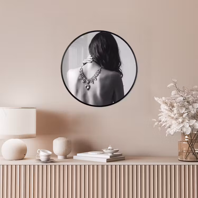 Ronde fotolijst - Vrouw - Ketting - Fashion - Zwart - Wit — 5
