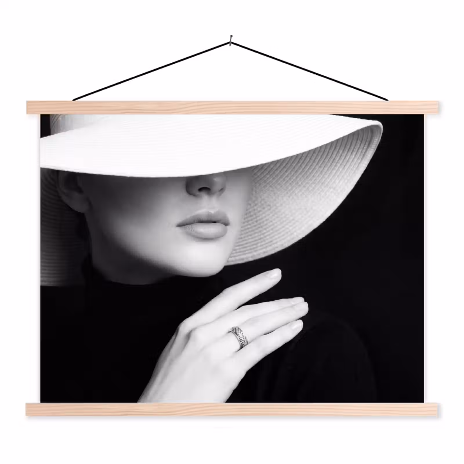 Schoolplaat - Vrouw - Hoed - Hand - Zwart - Wit - Klassiek — 1