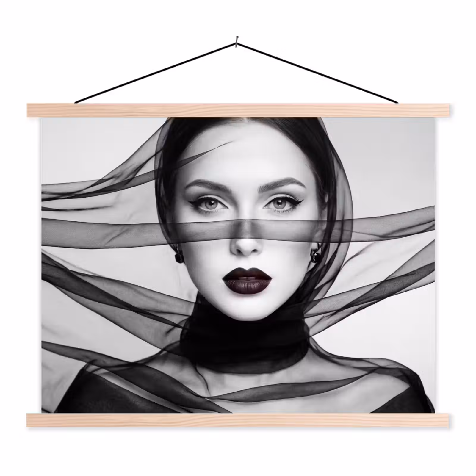 Schoolplaat - Vrouw - Sluier - Portret - Zwart - Wit - Elegant — 1
