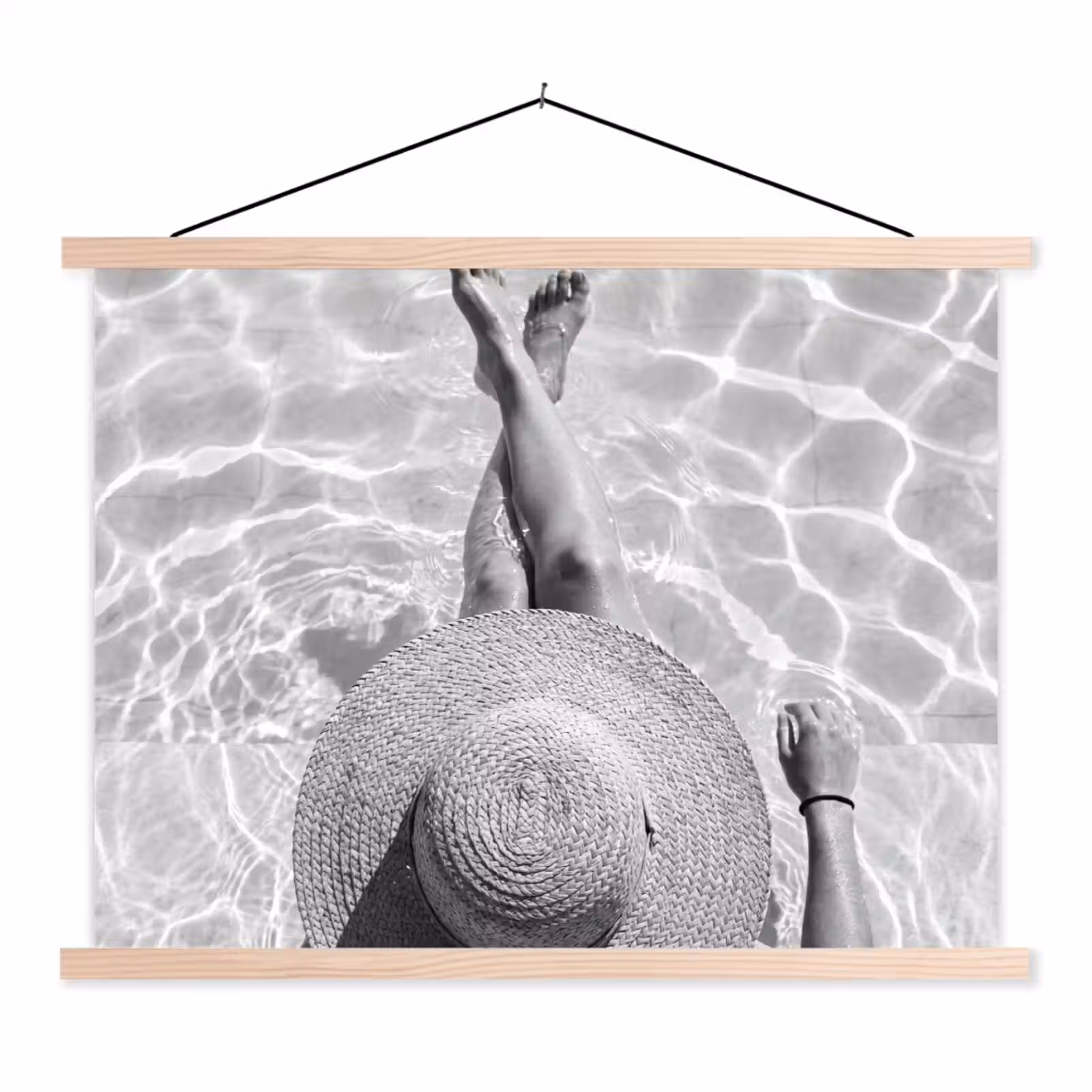 Schoolplaat - Zwembad - Hoed - Water - Zwart - Wit - Zomers — 1