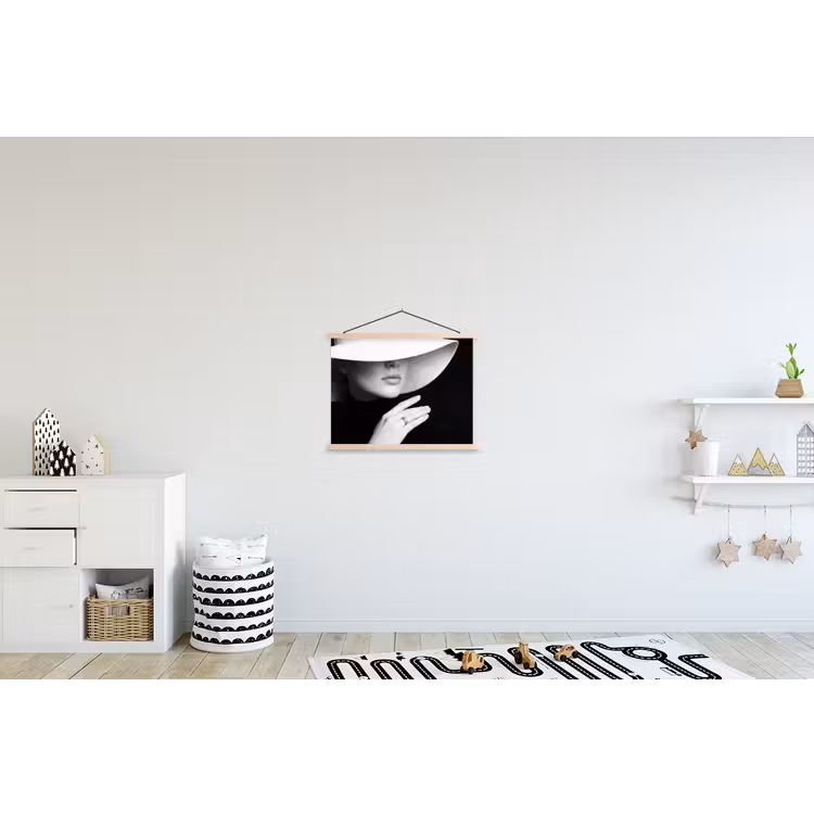 Schoolplaat - Vrouw - Hoed - Hand - Zwart - Wit - Klassiek — 3