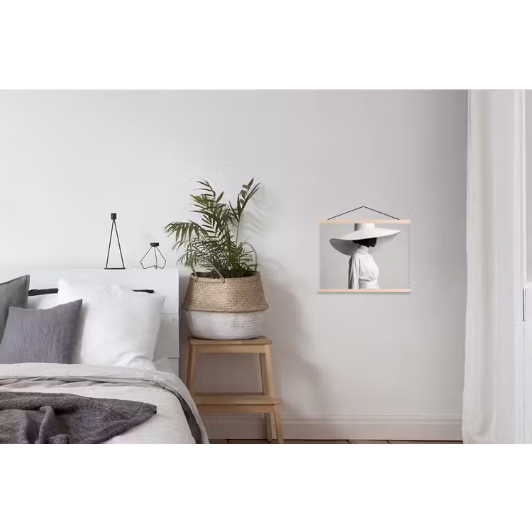Schoolplaat - Vrouw - Profiel - Hoed - Zwart - Wit - Minimalistisch — 2