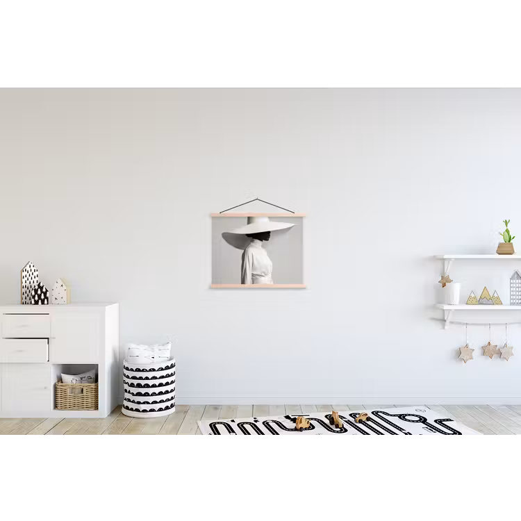 Schoolplaat - Vrouw - Profiel - Hoed - Zwart - Wit - Minimalistisch — 3