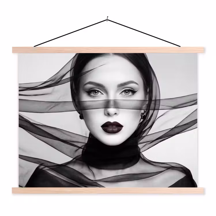 Schoolplaat - Vrouw - Sluier - Portret - Zwart - Wit - Elegant — 1