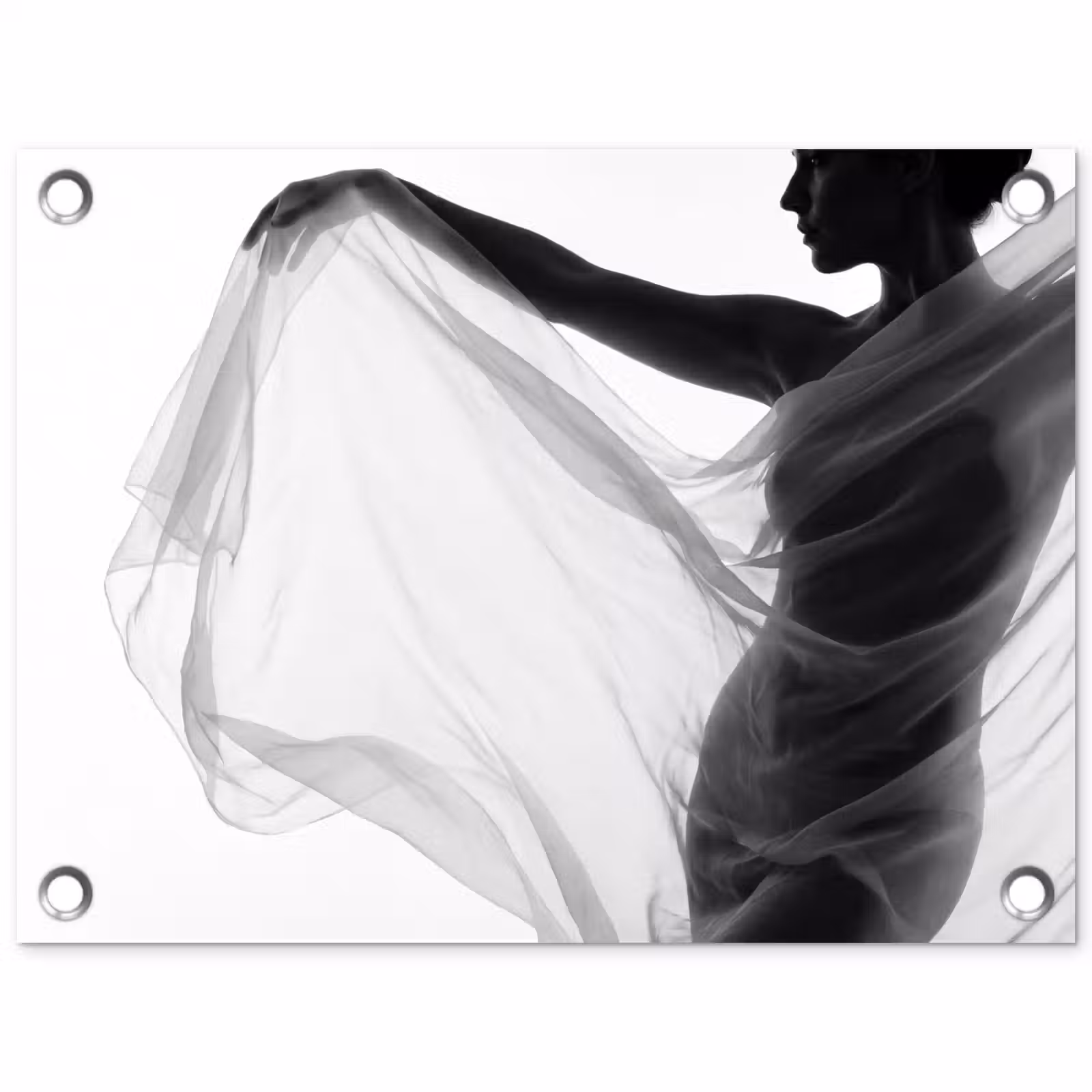 Tuinposter - Silhouet - Sluier - Vormen - Zwart - Wit - Sensueel — 1
