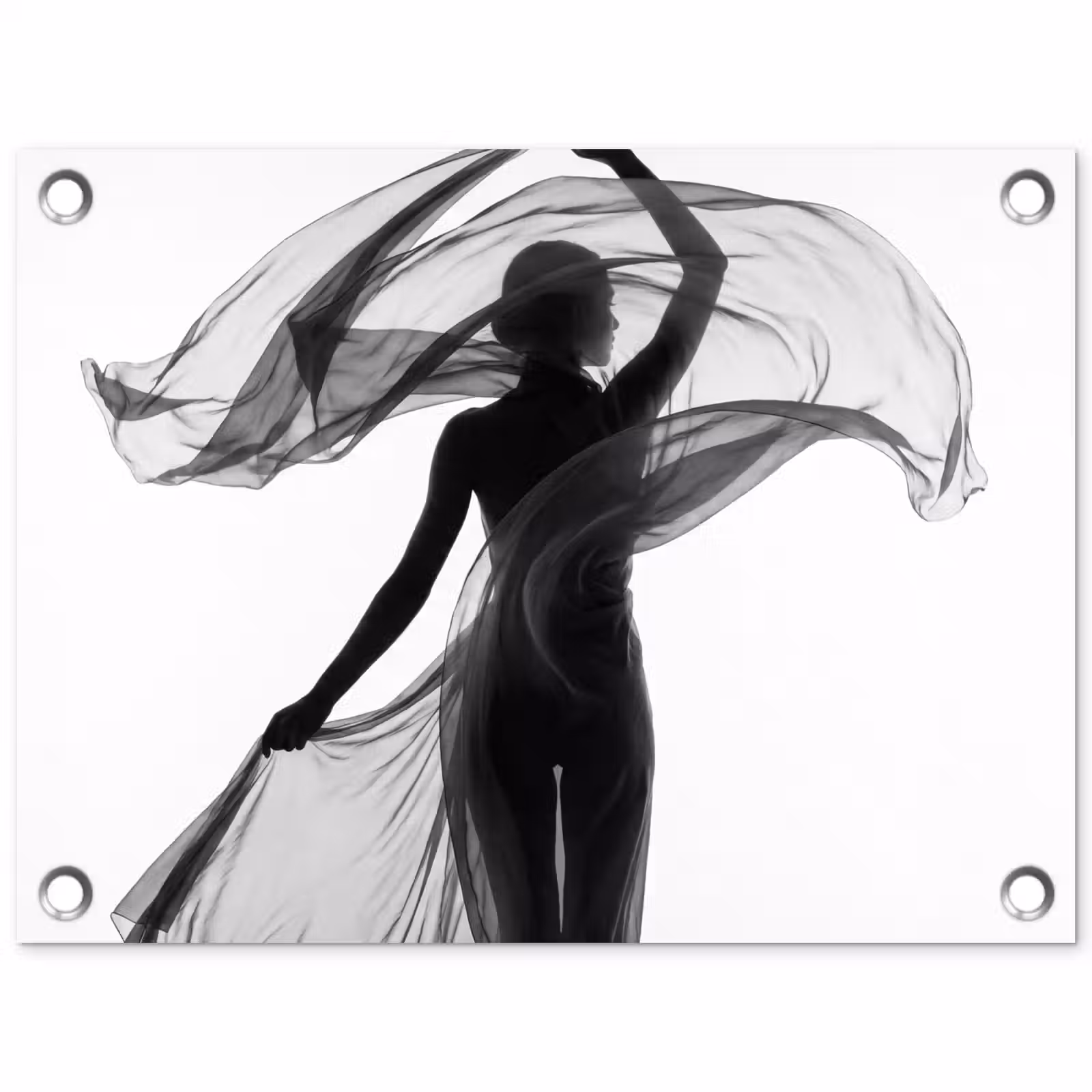 Tuinposter - Vrouw - Sluier - Portret - Zwart - Wit - Artistiek — 1