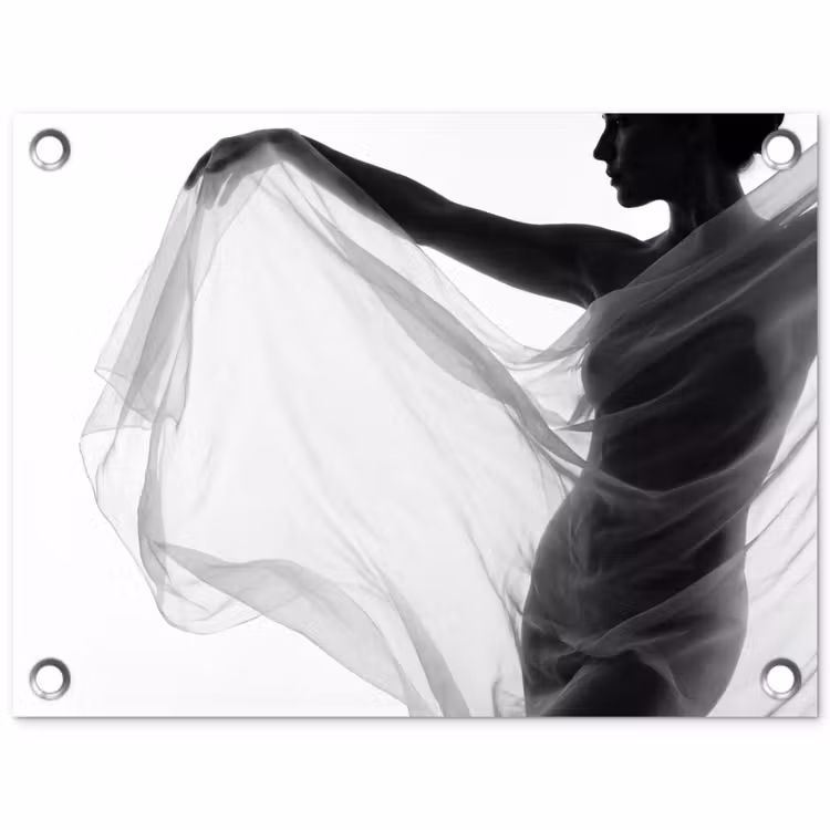 Tuinposter - Silhouet - Sluier - Vormen - Zwart - Wit - Sensueel — 1