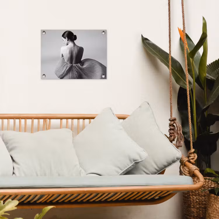 Tuinposter - Vrouw - Rug - Textuur - Zwart - Wit - Elegant — 5