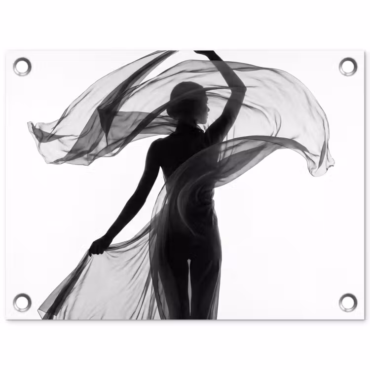 Tuinposter - Vrouw - Sluier - Portret - Zwart - Wit - Artistiek — 1