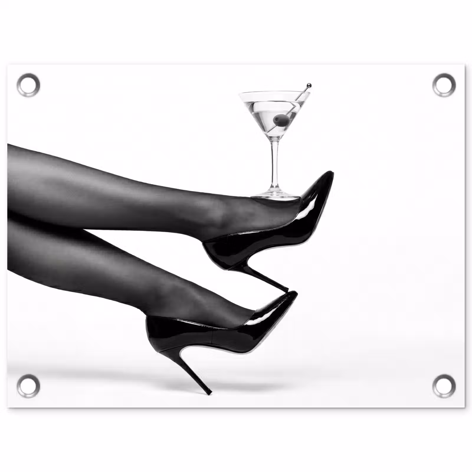 Tuinposter - Benen - Hakken - Glas - Zwart - Wit - Speels — 1