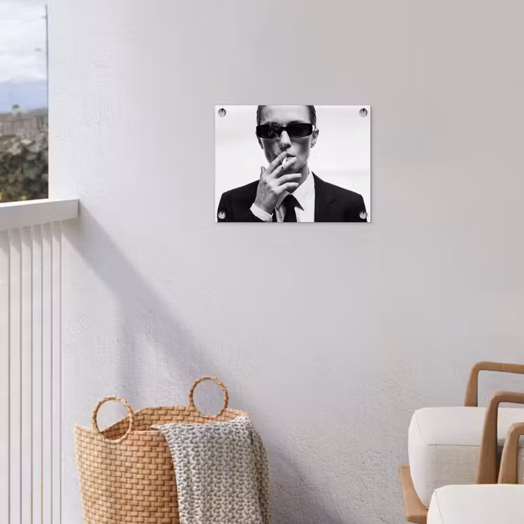 Tuinposter - Portret - Pak - Roken - Zwart - Wit - Stoer — 3