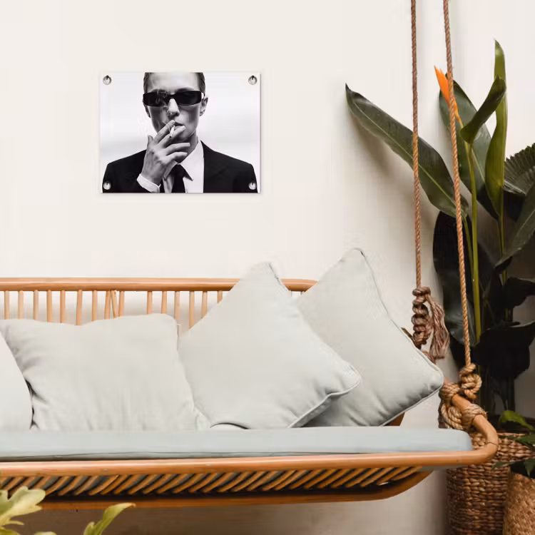 Tuinposter - Portret - Pak - Roken - Zwart - Wit - Stoer — 5