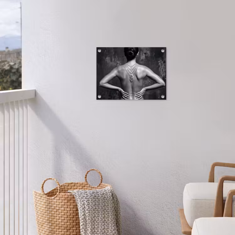 Tuinposter - Rug - Ketting - Portret - Zwart - Wit - Glamour — 3