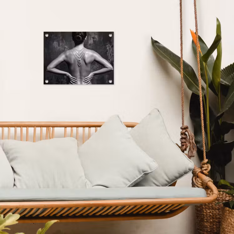 Tuinposter - Rug - Ketting - Portret - Zwart - Wit - Glamour — 5