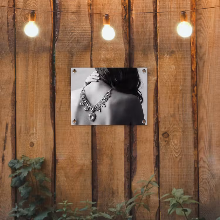 Tuinposter - Vrouw - Ketting - Fashion - Zwart - Wit — 2