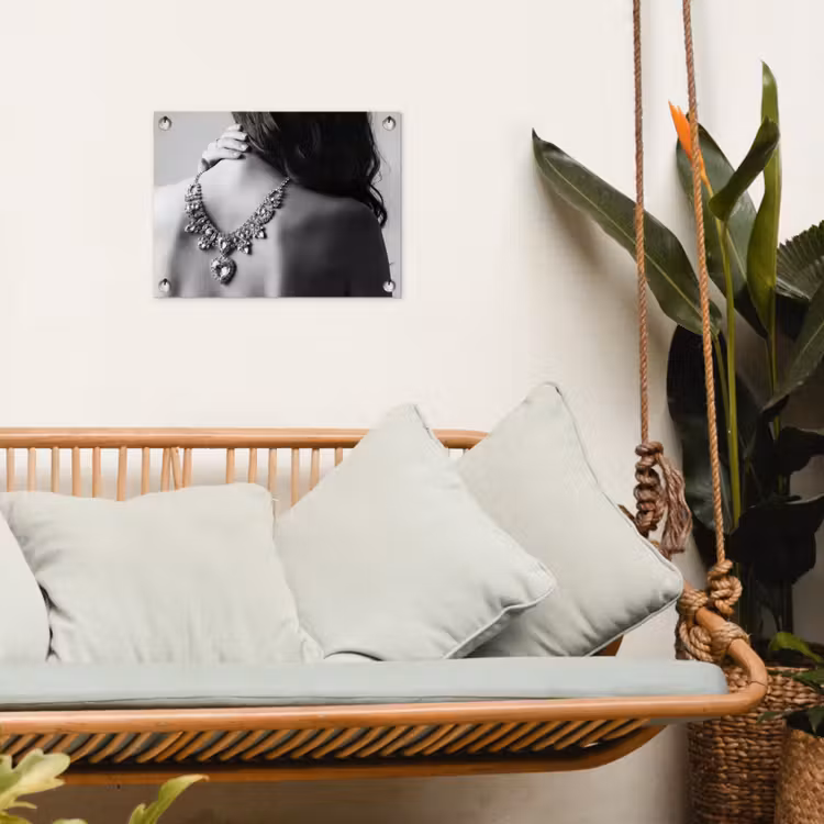 Tuinposter - Vrouw - Ketting - Fashion - Zwart - Wit — 5