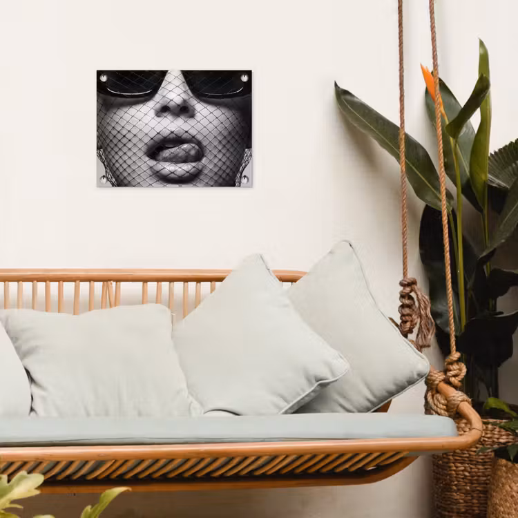 Tuinposter - Vrouw - Net - Mysterieus - Zwart - Wit — 5