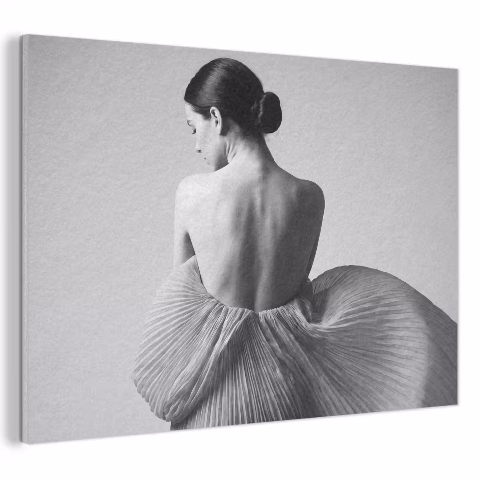 Akoestisch schilderij - Vrouw - Rug - Textuur - Zwart - Wit - Elegant — 1