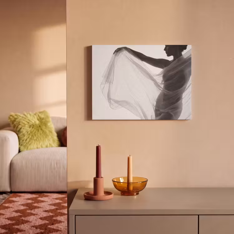 Akoestisch schilderij - Silhouet - Sluier - Vormen - Zwart - Wit - Sensueel — 2