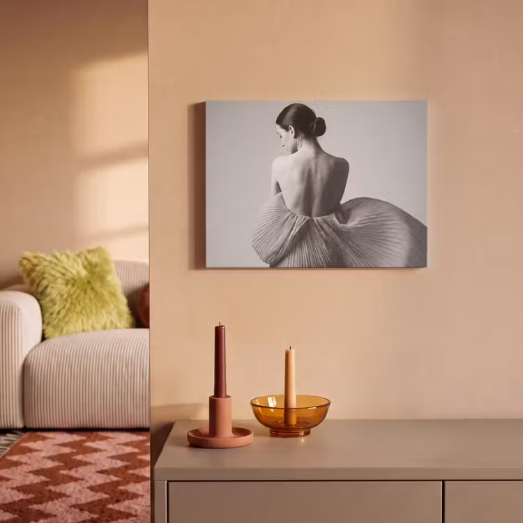 Akoestisch schilderij - Vrouw - Rug - Textuur - Zwart - Wit - Elegant — 2