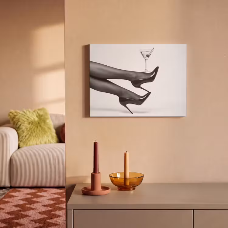Akoestisch schilderij - Benen - Hakken - Glas - Zwart - Wit - Speels — 2