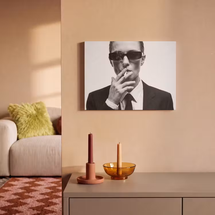 Akoestisch schilderij - Portret - Pak - Roken - Zwart - Wit - Stoer — 2