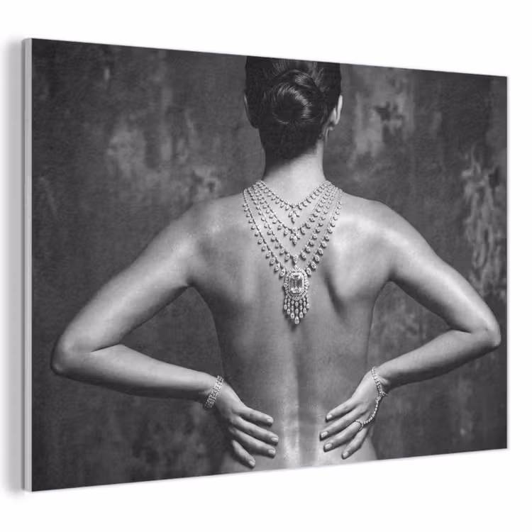 Akoestisch schilderij - Rug - Ketting - Portret - Zwart - Wit - Glamour — 1