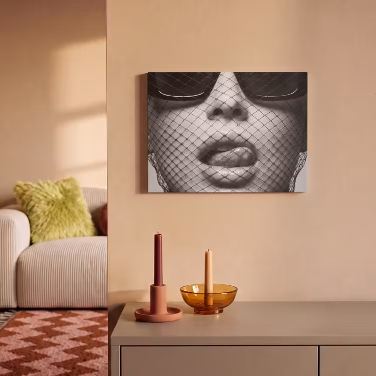 Akoestisch schilderij - Vrouw - Net - Mysterieus - Zwart - Wit — 2