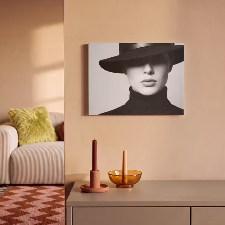 Akoestisch schilderij - Vrouw - Schaduw - Zwart - Wit - Mysterieus — 2