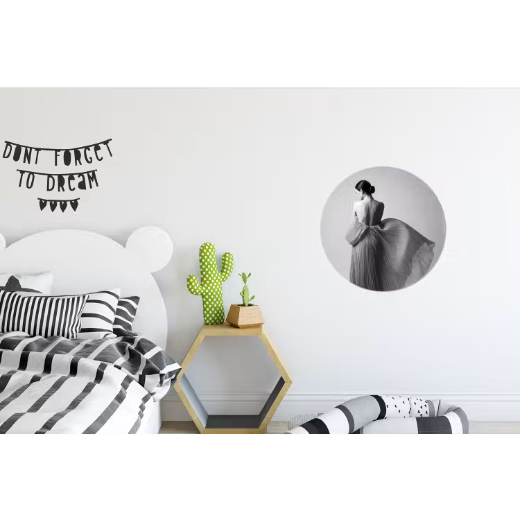 Wandcirkel - Aluminium - Vrouw - Rug - Textuur - Zwart - Wit - Elegant — 5