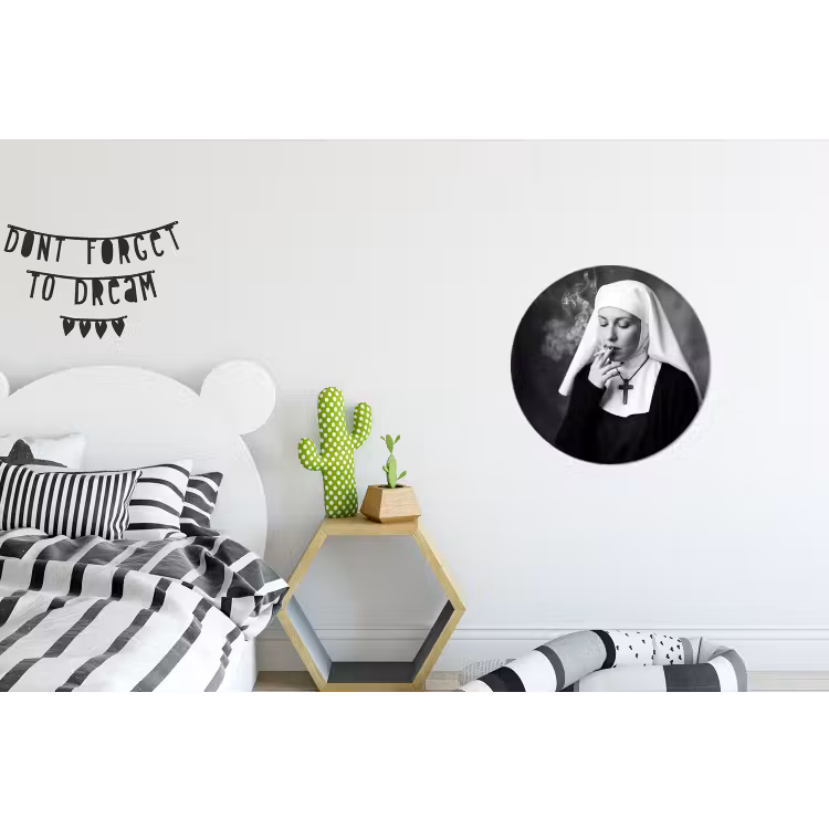 Wandcirkel - Aluminium - Non - Roken - Portret - Zwart - Wit - Rebels — 5