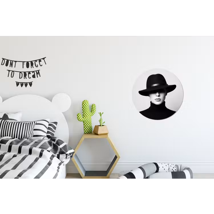 Wandcirkel - Aluminium - Vrouw - Schaduw - Zwart - Wit - Mysterieus — 5