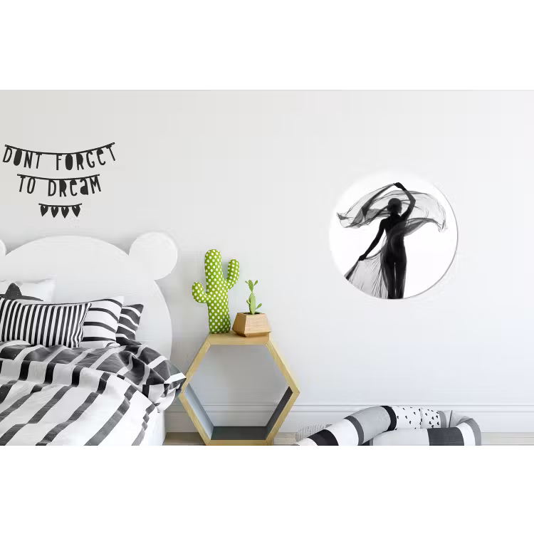 Wandcirkel - Aluminium - Vrouw - Sluier - Portret - Zwart - Wit - Artistiek — 5