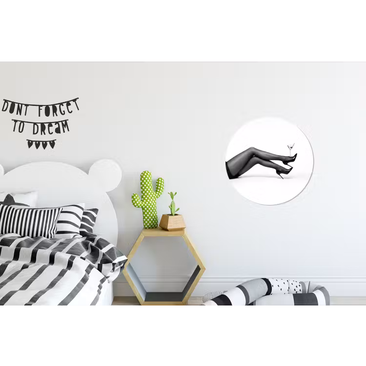Wandcirkel - Aluminium - Benen - Hakken - Glas - Zwart - Wit - Speels — 5
