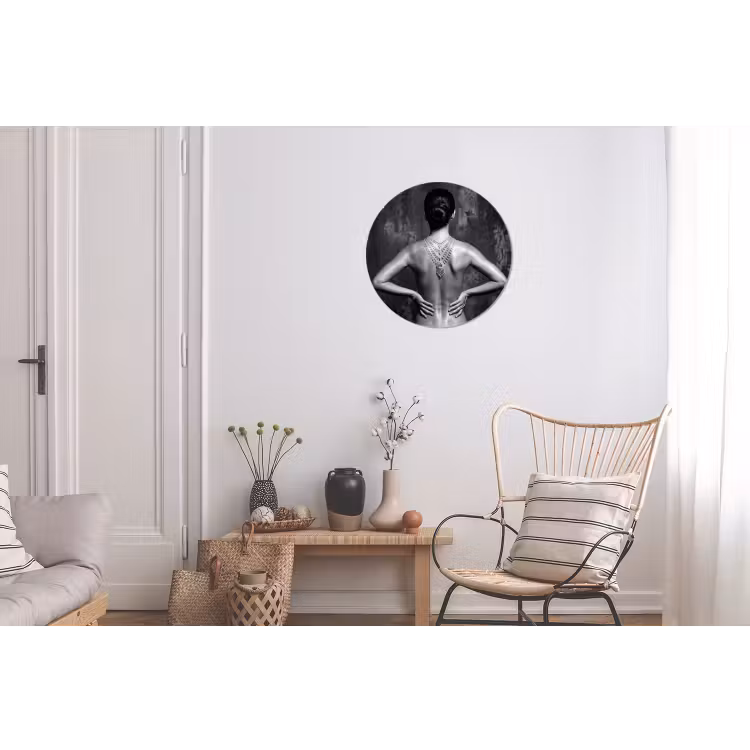 Wandcirkel - Aluminium - Rug - Ketting - Portret - Zwart - Wit - Glamour — 2